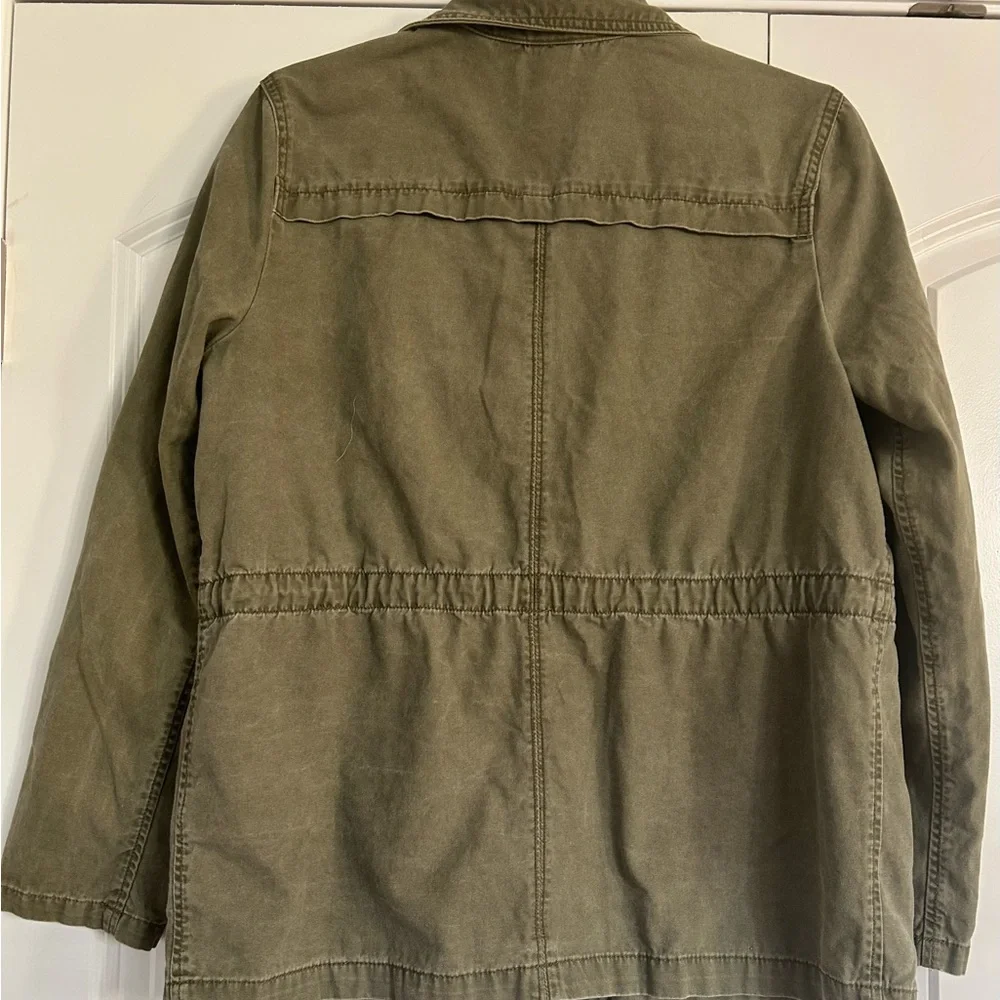 BP Army Utility Jacket Full Zip Long Sleeve Pockets  Cotton Olive Green Size M - Picture 5 of 10